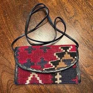 Majid Vintage Tapestry and Leather purse
